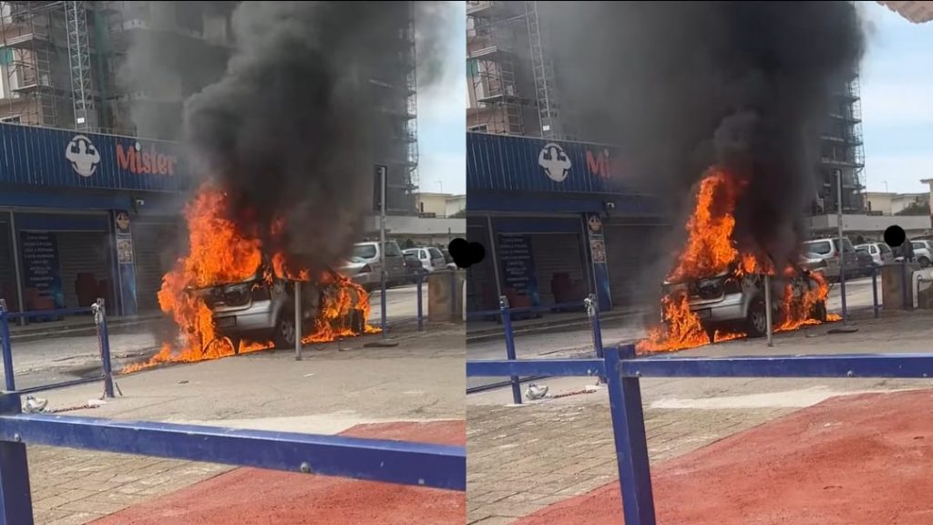 Incendio improvviso di un’auto a Castel Volturno crea allarme
